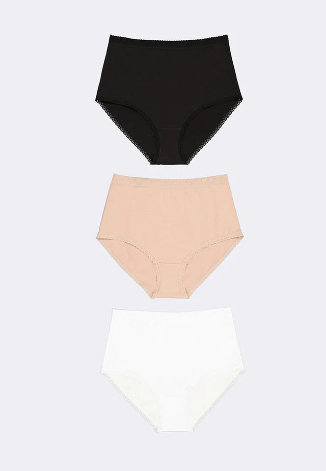 Women's 3-in-1 Pack Full Panty (White,Pink,Black)